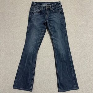Cowgirl Tuff Co Longhorn Silver Dark Wash Bootcut Jeans Womens Size 27x33